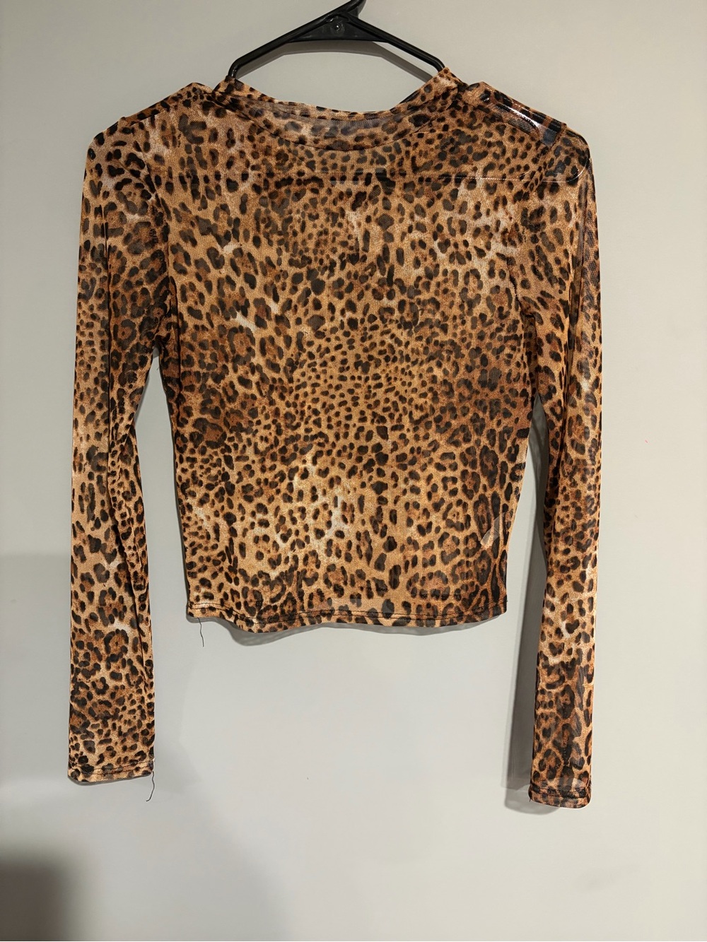 Forever 21 Leopard Print Long Sleeve Mesh Top - Tan & Brown
